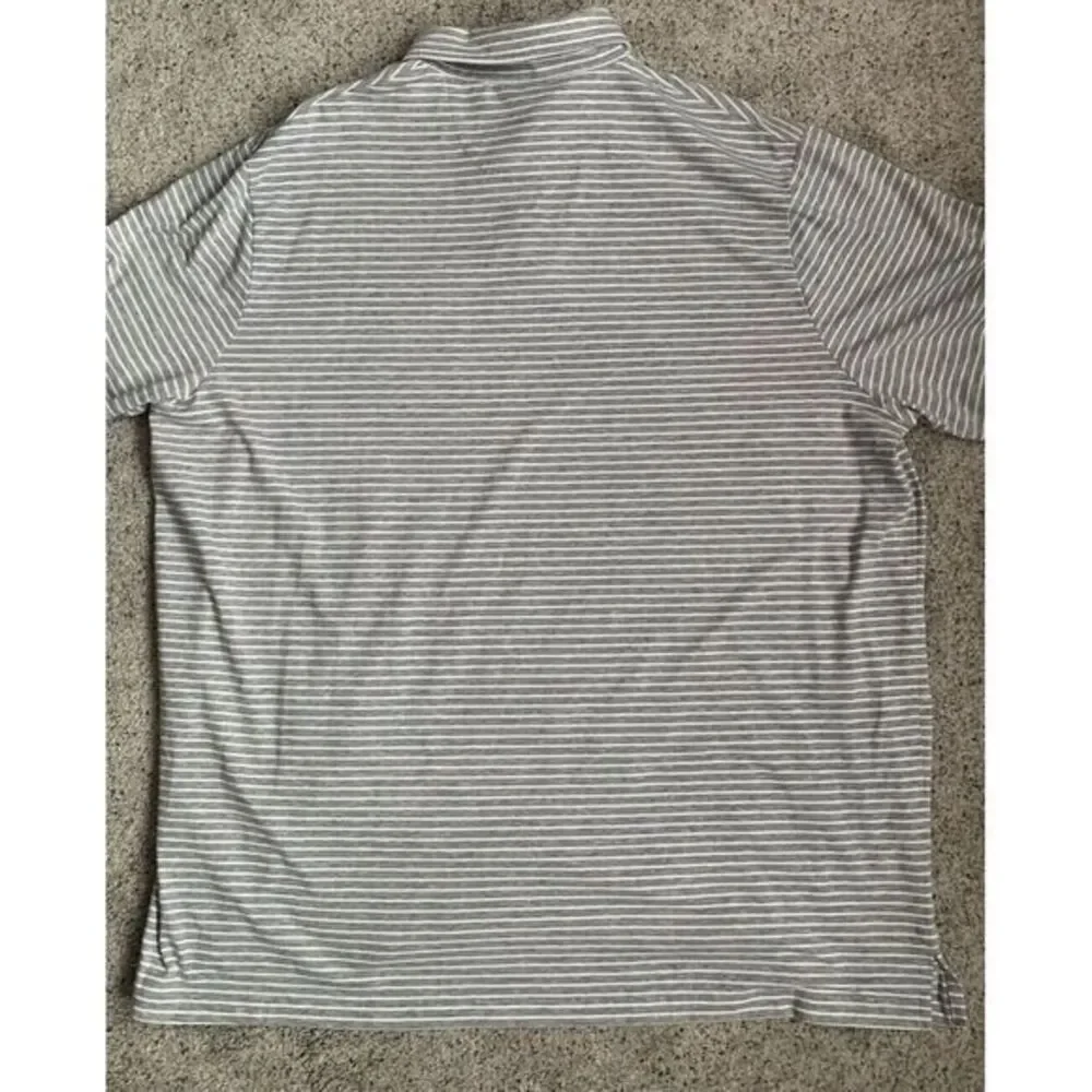 Polo Ralph Lauren Mens Gray Striped Performance Short Sleeve Polo Shirt L Or XL?